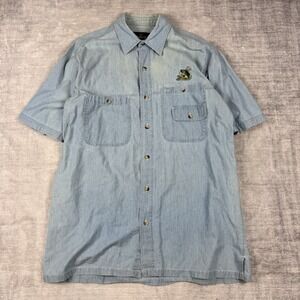 Red Head Shirt Mens Large Button Up Pockets Outdoor Fishing Embroidered Bass